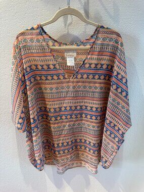 Sincerely Mary Boho Aztec Print Dolman Top O/S